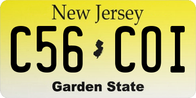NJ license plate C56COI