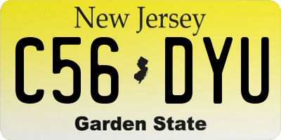 NJ license plate C56DYU