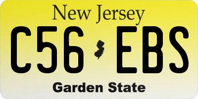 NJ license plate C56EBS