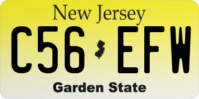 NJ license plate C56EFW