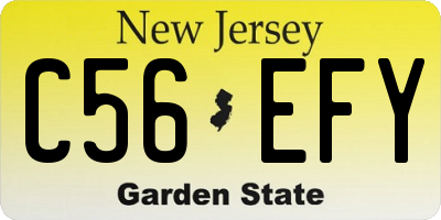 NJ license plate C56EFY