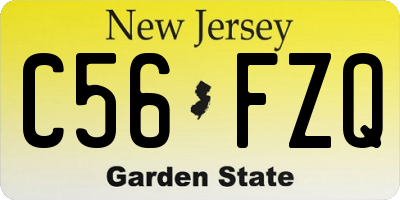 NJ license plate C56FZQ
