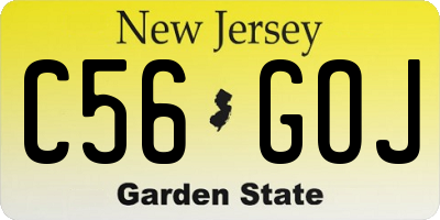 NJ license plate C56GOJ