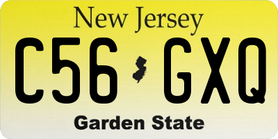 NJ license plate C56GXQ