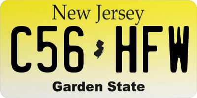 NJ license plate C56HFW