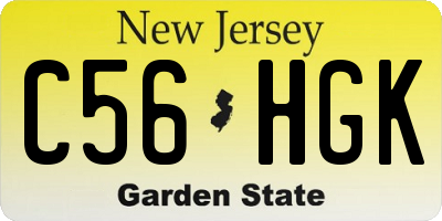 NJ license plate C56HGK