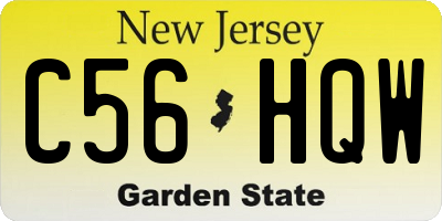 NJ license plate C56HQW