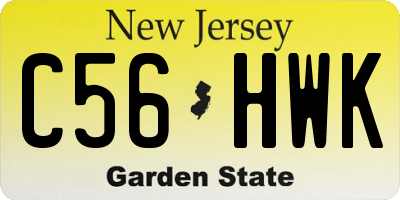 NJ license plate C56HWK
