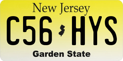 NJ license plate C56HYS