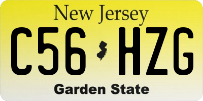 NJ license plate C56HZG