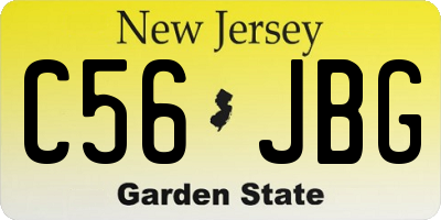 NJ license plate C56JBG