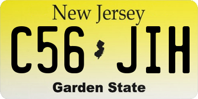 NJ license plate C56JIH