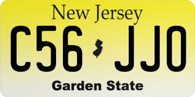 NJ license plate C56JJO