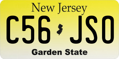 NJ license plate C56JSO
