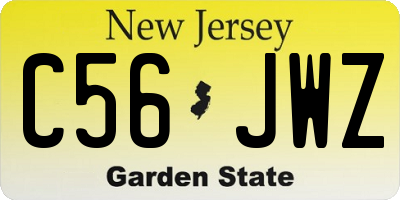 NJ license plate C56JWZ