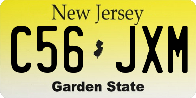 NJ license plate C56JXM