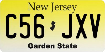 NJ license plate C56JXV