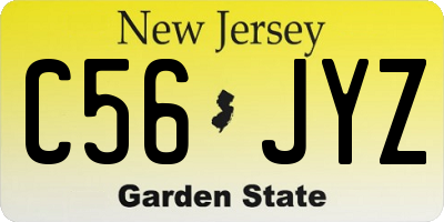NJ license plate C56JYZ