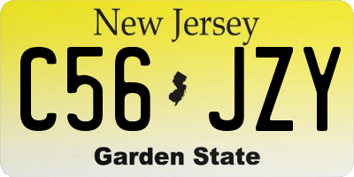 NJ license plate C56JZY
