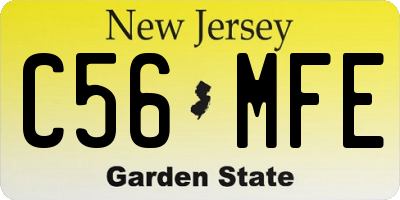 NJ license plate C56MFE