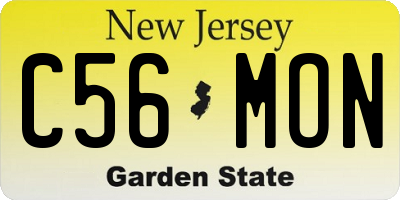 NJ license plate C56MON
