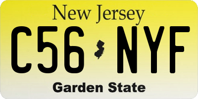 NJ license plate C56NYF