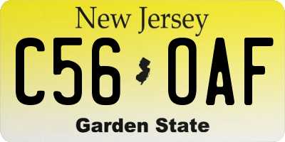 NJ license plate C56OAF