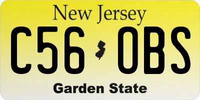 NJ license plate C56OBS