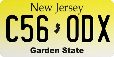 NJ license plate C56ODX