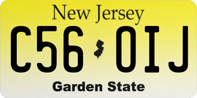 NJ license plate C56OIJ
