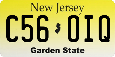 NJ license plate C56OIQ