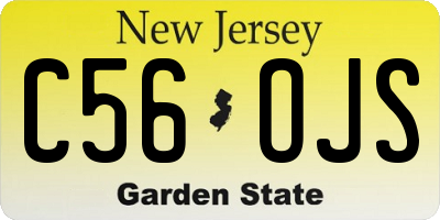 NJ license plate C56OJS