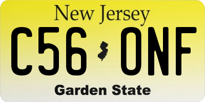 NJ license plate C56ONF