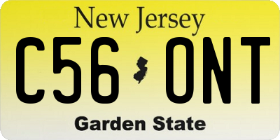 NJ license plate C56ONT