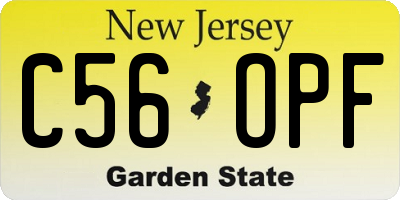 NJ license plate C56OPF