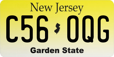 NJ license plate C56OQG