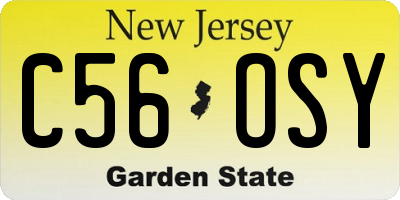NJ license plate C56OSY