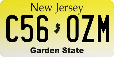 NJ license plate C56OZM