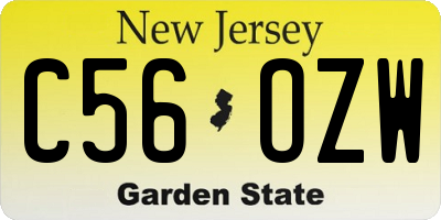 NJ license plate C56OZW