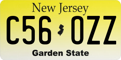 NJ license plate C56OZZ