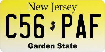 NJ license plate C56PAF
