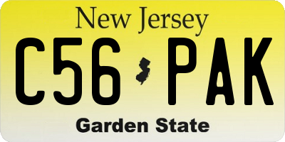 NJ license plate C56PAK