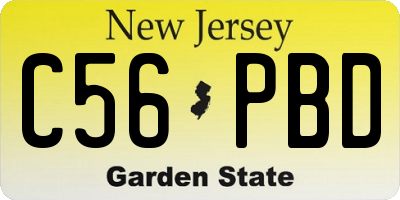 NJ license plate C56PBD