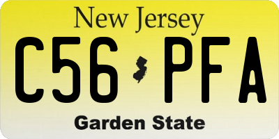 NJ license plate C56PFA