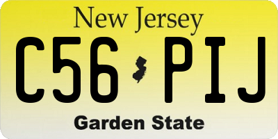 NJ license plate C56PIJ