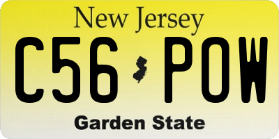 NJ license plate C56POW
