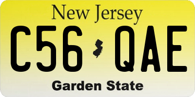 NJ license plate C56QAE