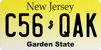 NJ license plate C56QAK