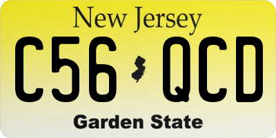 NJ license plate C56QCD