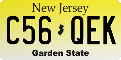 NJ license plate C56QEK